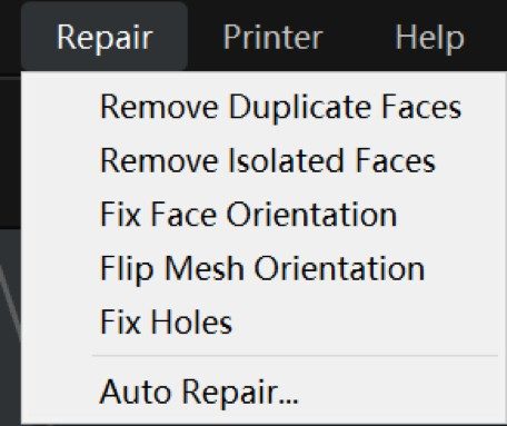 The “Repair” menu